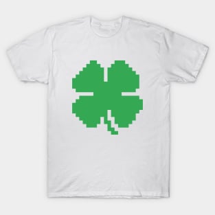 8 Bit Luck Pixel Four Leaf Clover T-Shirt